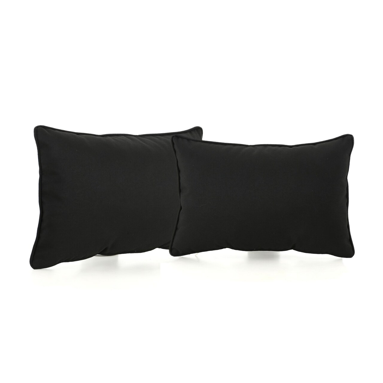 Contemporary Home Living Set of 2 Black Solid Rectangular Outdoor Throw Pillows 18.5"